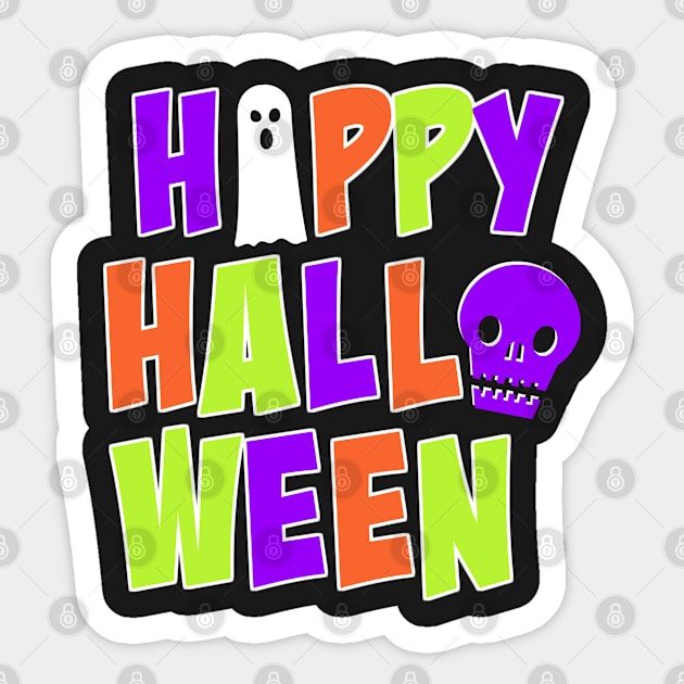 Happy Halloween Ghost and Skull Sticker by MedleyDesigns67